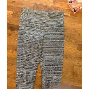 ATHLETA women's  Small Full Length Leggings White/ Gray/ Black stripes